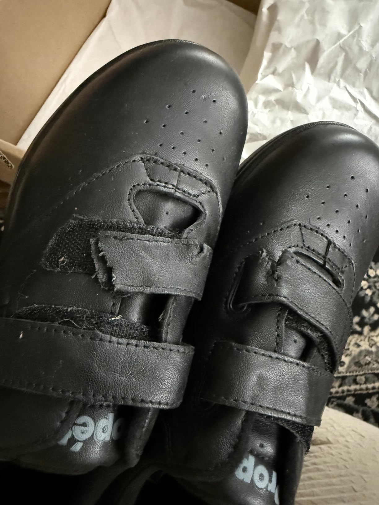 Propét Vista Strap shoe construction showing leather upper and twin Velcro strap system