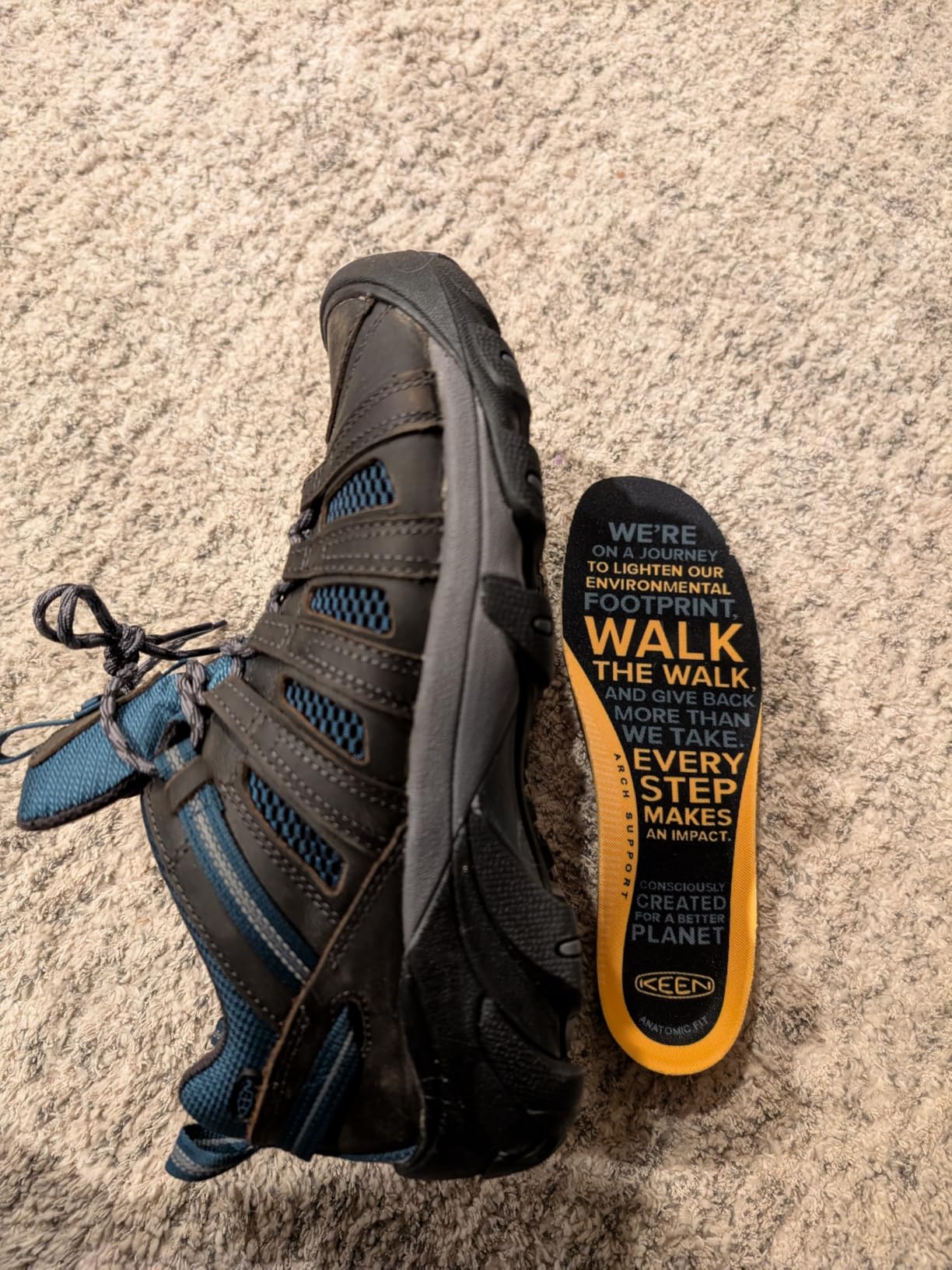 Bottom view of KEEN Voyageur showing 4mm lug pattern and ALL-TERRAIN rubber outsole