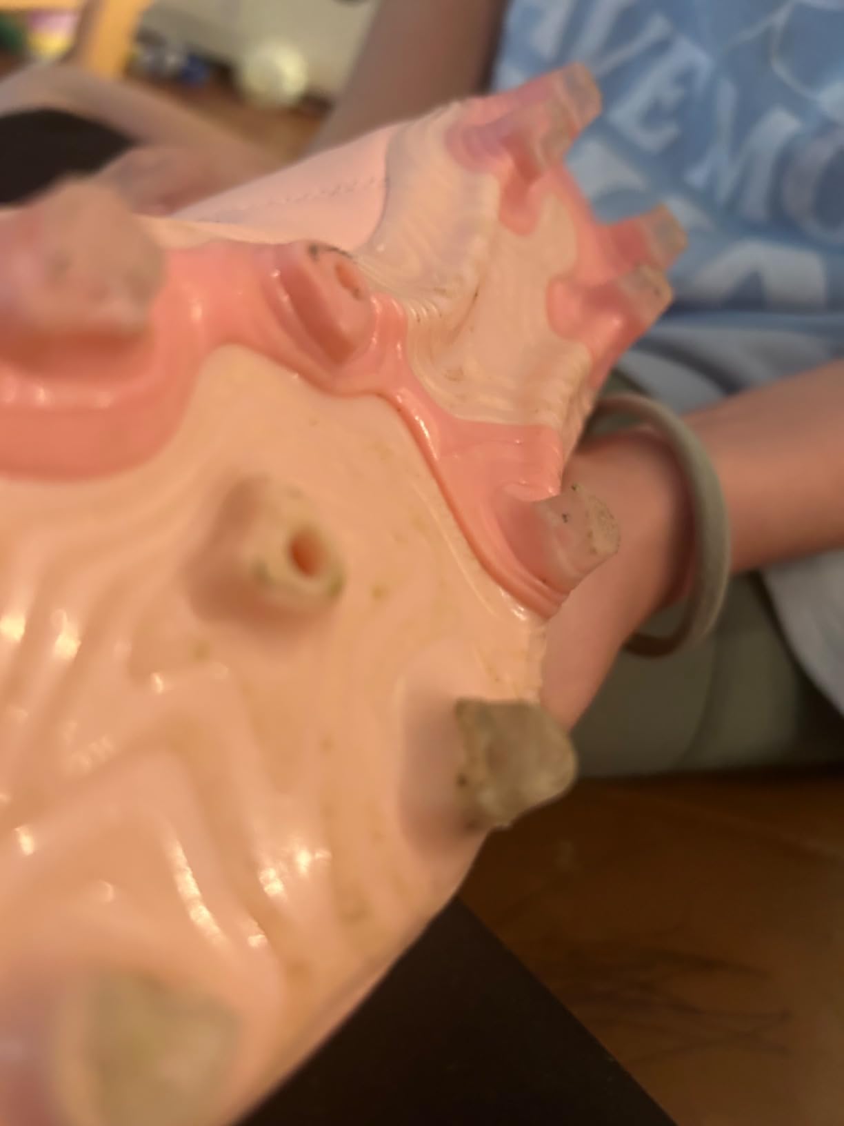 brooman soccer cleats detailed view showing mesh upper construction and protective toe box design