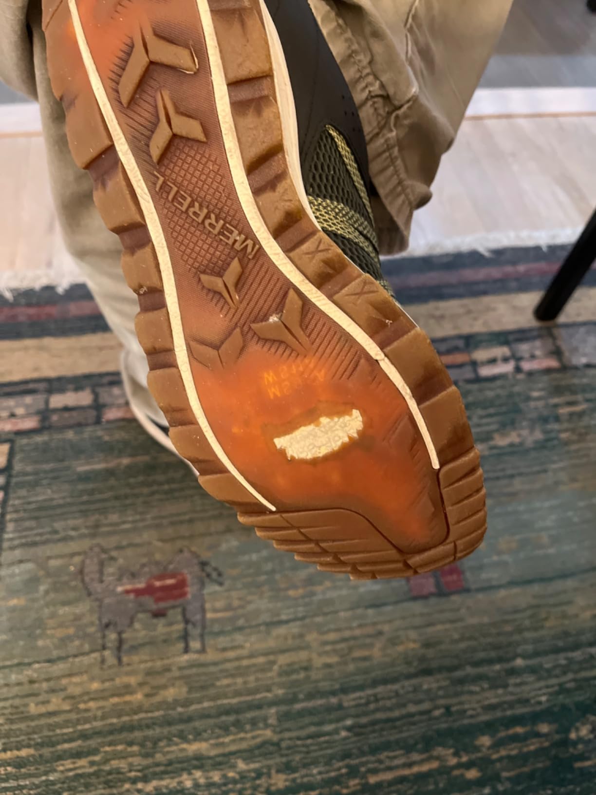 Close-up view of Merrell Wildwood Aerosport showing synthetic leather and mesh upper construction details