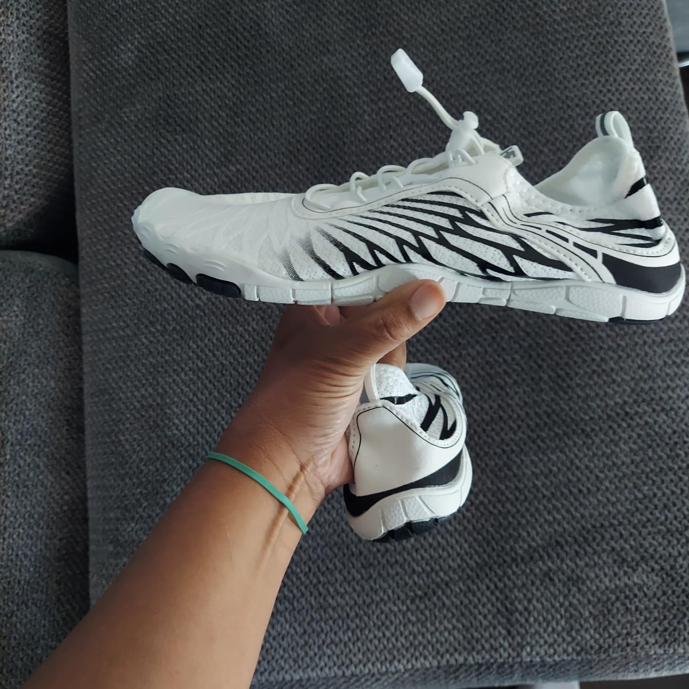 HF barefoot shoes detailed view showing breathable mesh upper and flexible sole construction