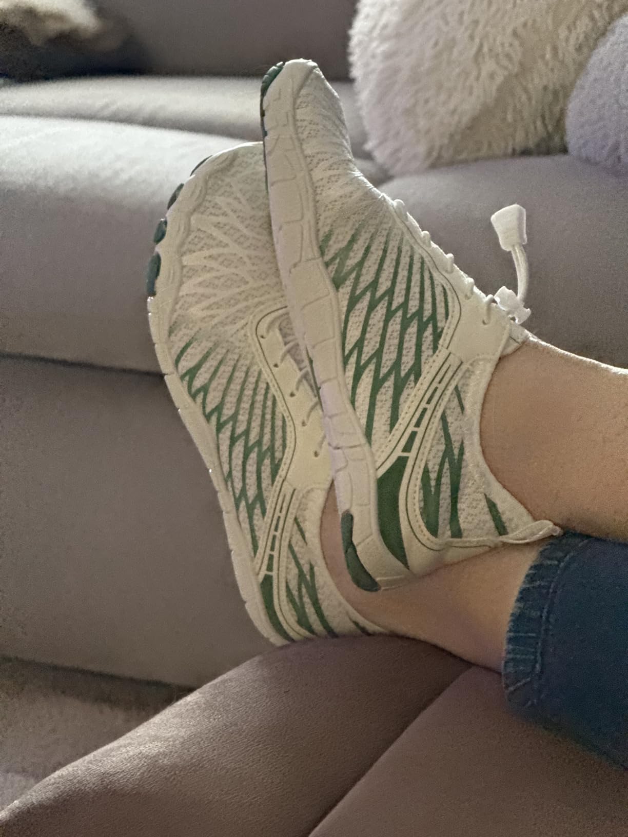 HF Signature barefoot shoes white and pink colorway showing wide toe box design