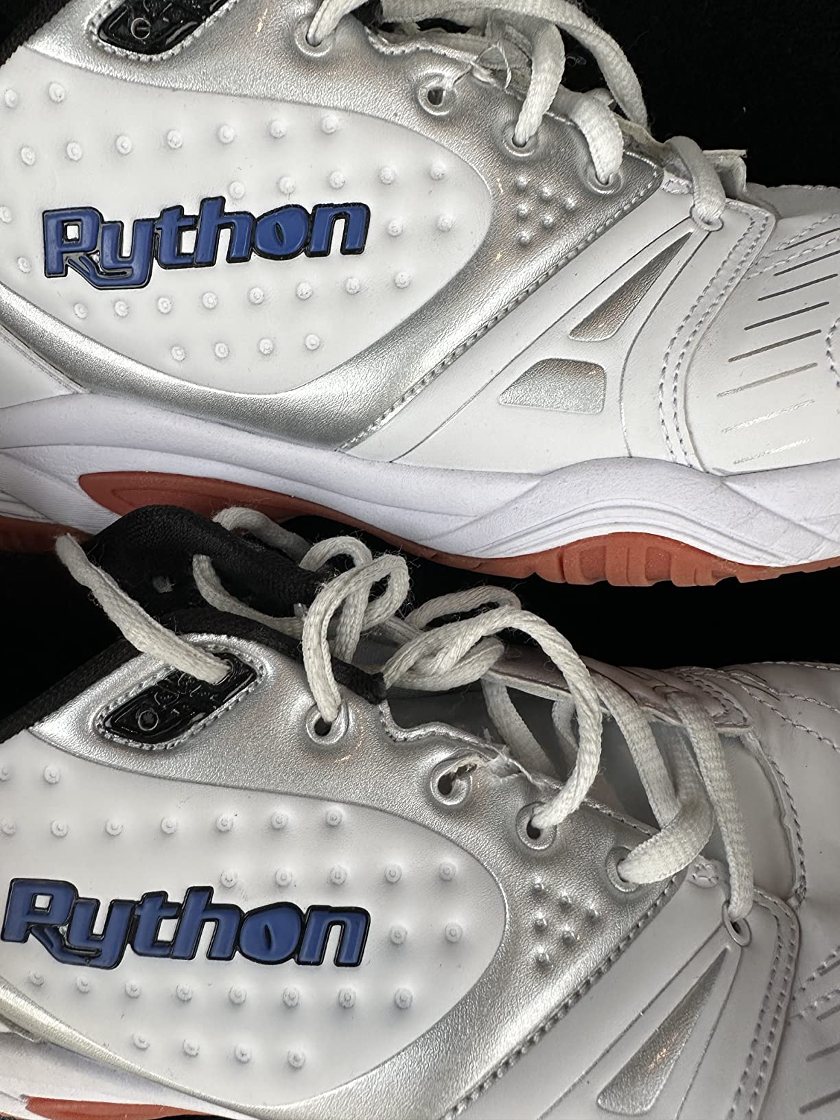 Python Deluxe Indoor Court Shoes white and black colorway showing mid-cut design