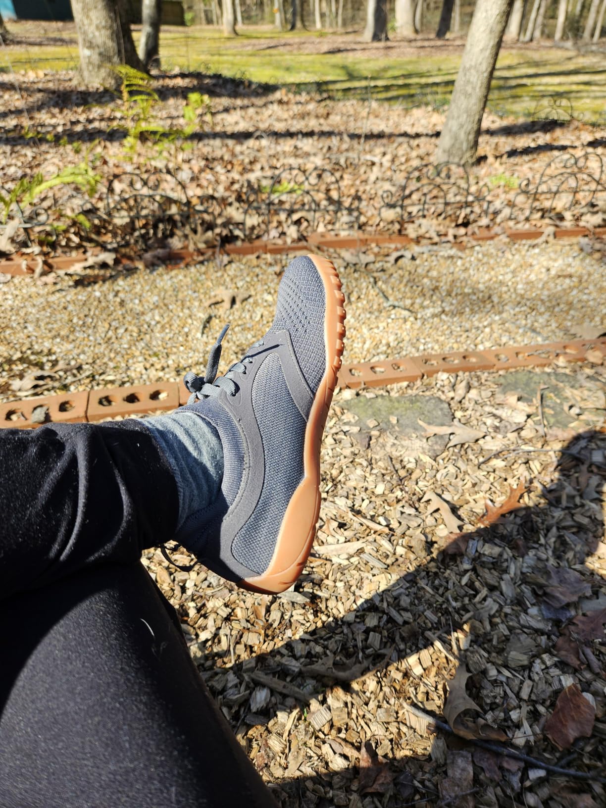 Close-up of Joomra barefoot shoes knit upper construction and lacing system