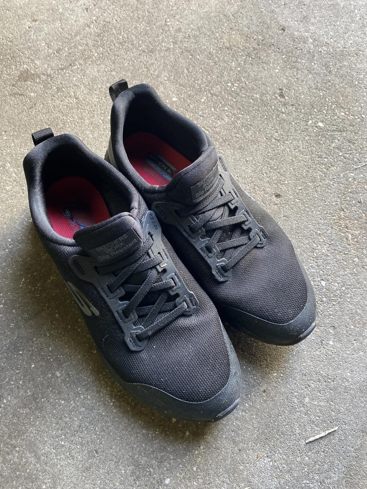 Skechers Women's Squad SR detail showing slip-on design and memory foam comfort