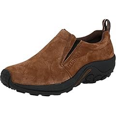 Merrell Men's Jungle Moc leather slip-on shoe showing classic brown suede design