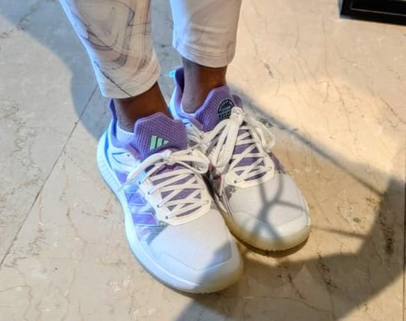 adidas Women's Defiant Speed Tennis Shoe White Silver