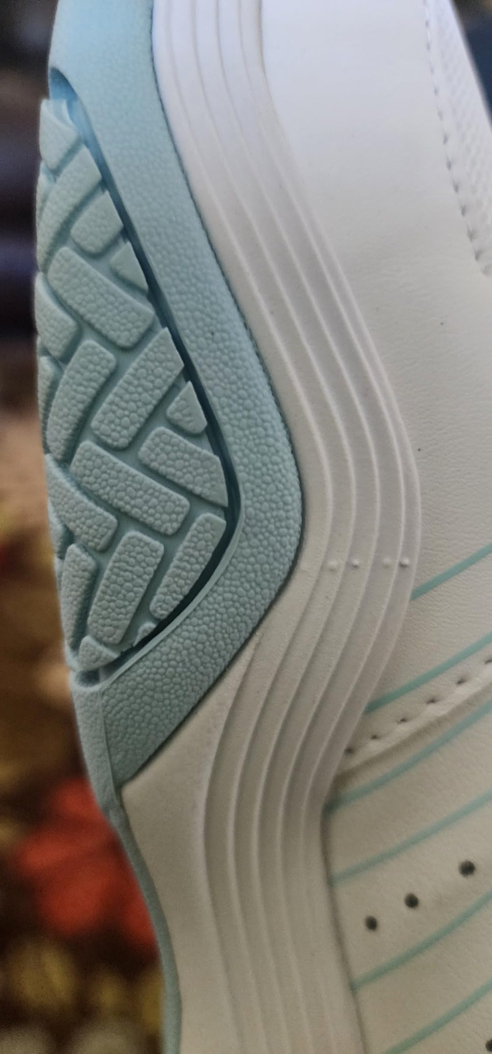 K-Swiss Women's Court Express Pickleball Shoe white and peach colorway showing court design