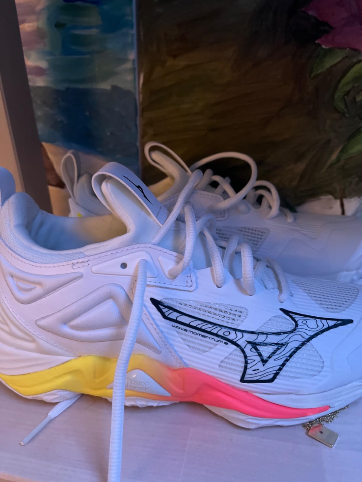 Mizuno Wave Momentum 3 in action on volleyball court during gameplay