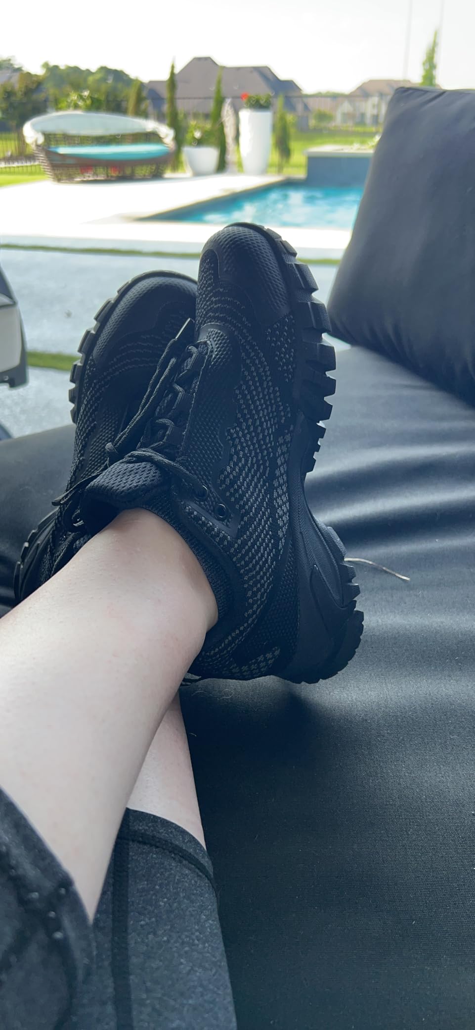 Ulogu Women's Waterproof Hiking Shoes green colorway showing lightweight mesh upper and rubber outsole