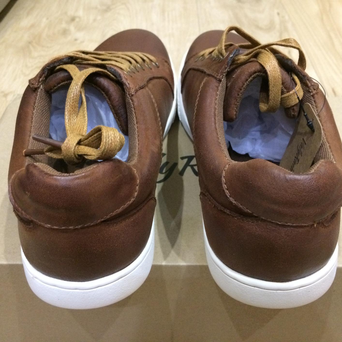 Jousen Men's Leather Casual Sneakers in Red Brown business casual style