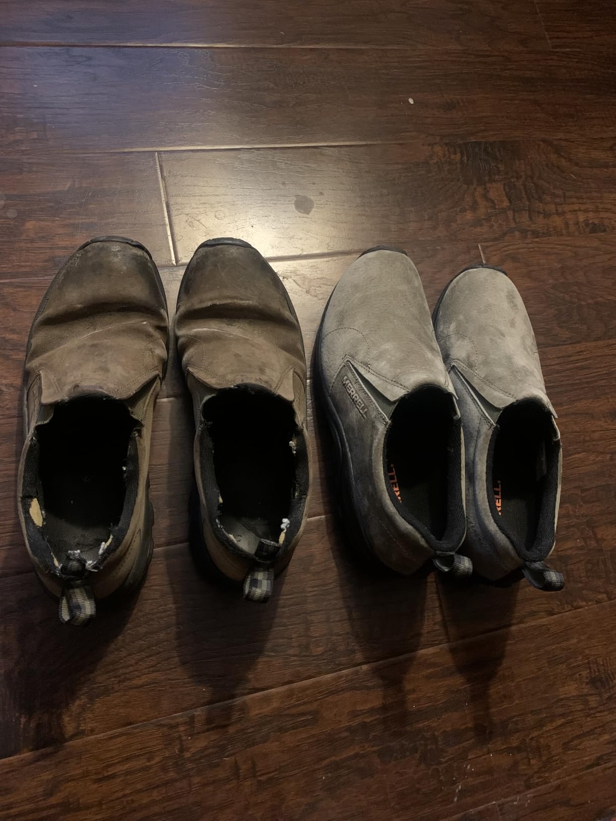 Merrell Jungle Moc detailed view showing leather construction and slip-on design