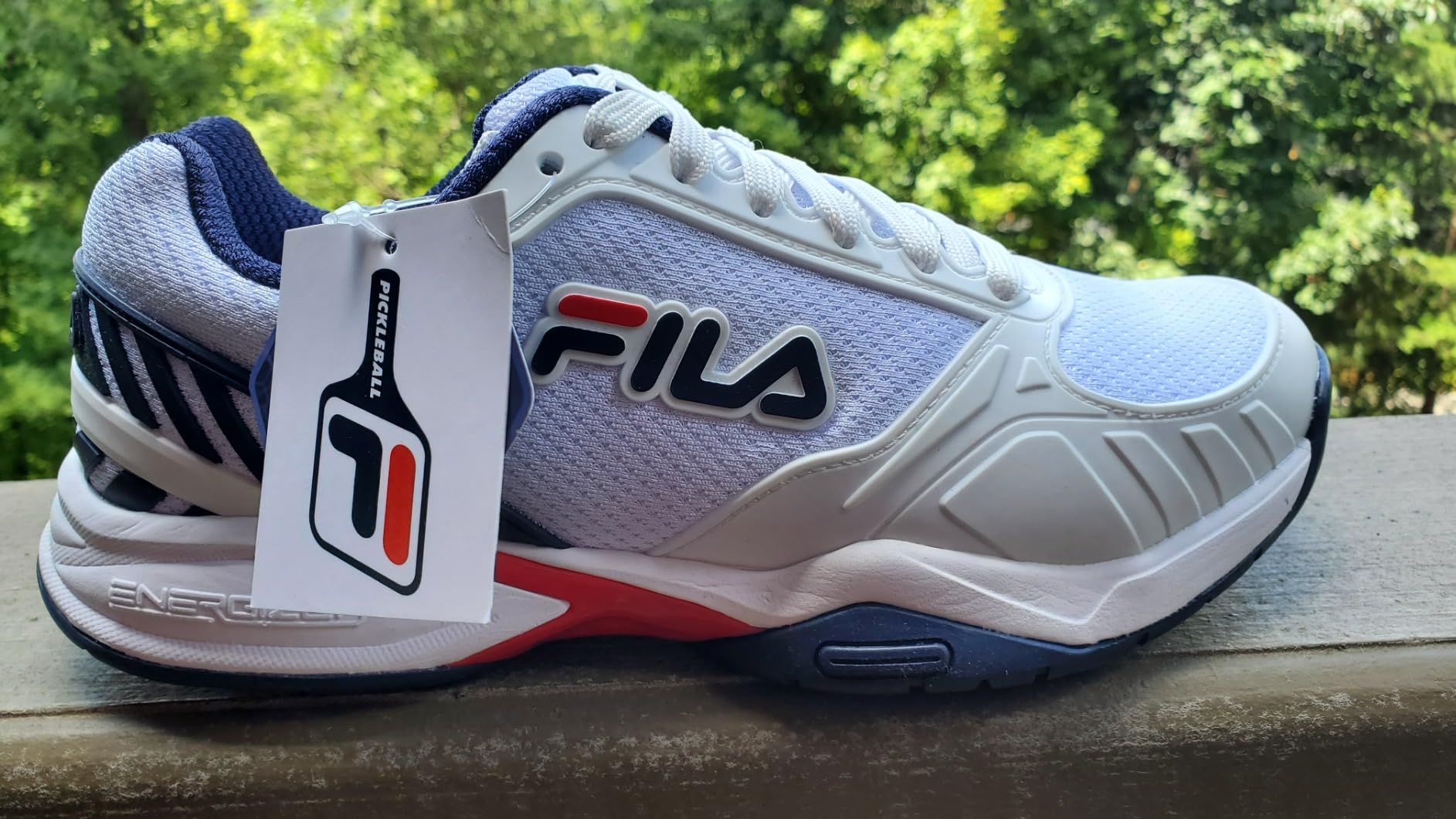 Fila Men's Volley Zone pickleball shoe red black yellow colorway showing court-specific design