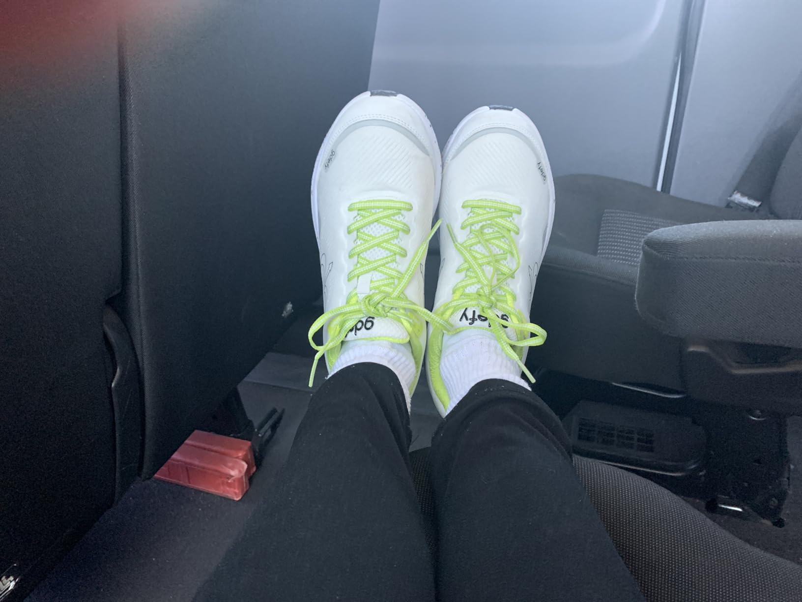 G-DEFY Mighty Walk women's orthopedic walking shoes showing gray and coral colorway design