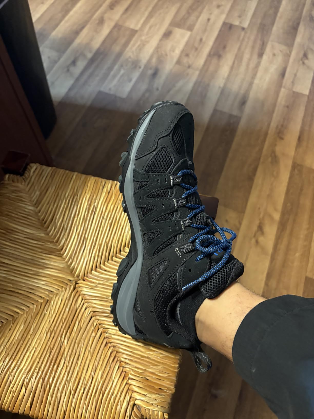 Merrell Accentor 3 detail shot highlighting mesh upper construction and traditional lacing system