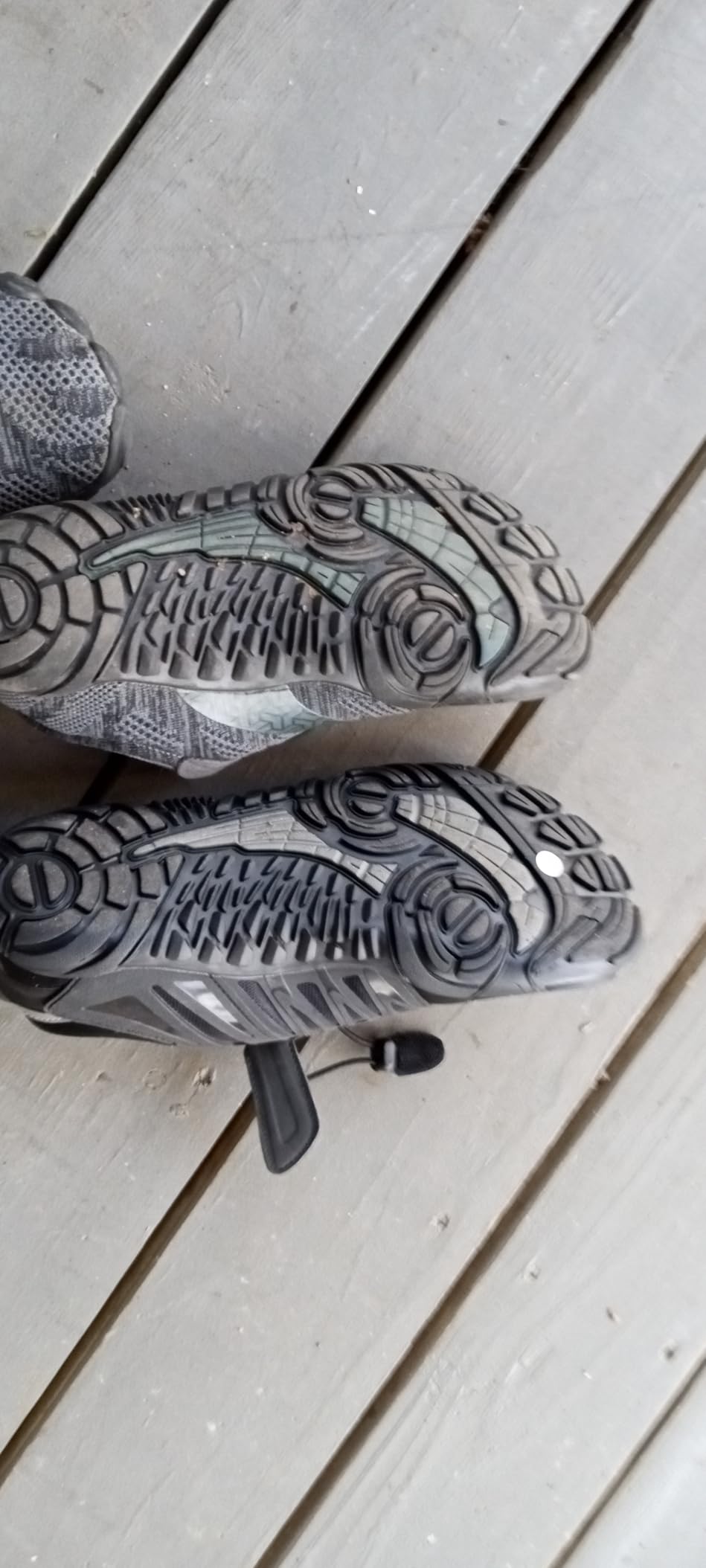 Close-up detail of Joomra barefoot shoe fabric construction and velcro closure system