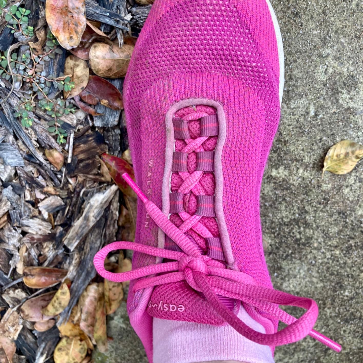 Handshop shoelaces in use on athletic shoes during outdoor activity