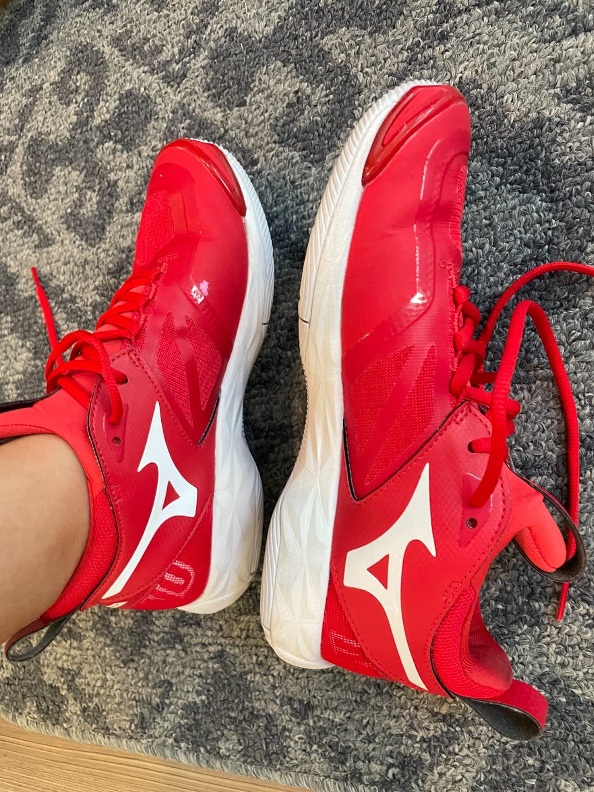 Close-up of inner shoe lining showing wear patterns after four months of volleyball play