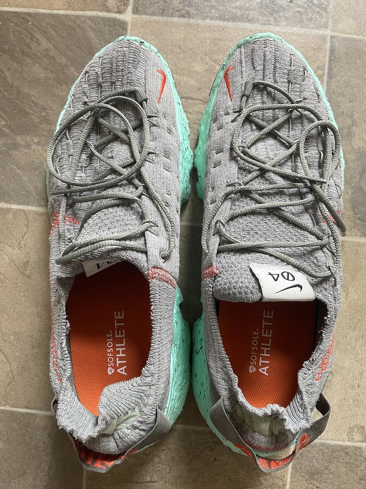 Comparison of worn Sof Sole insoles showing wear patterns after months of use