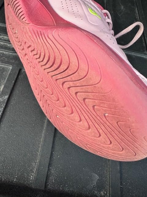 Worn New Balance 696 V5 outsole showing tread wear after three months