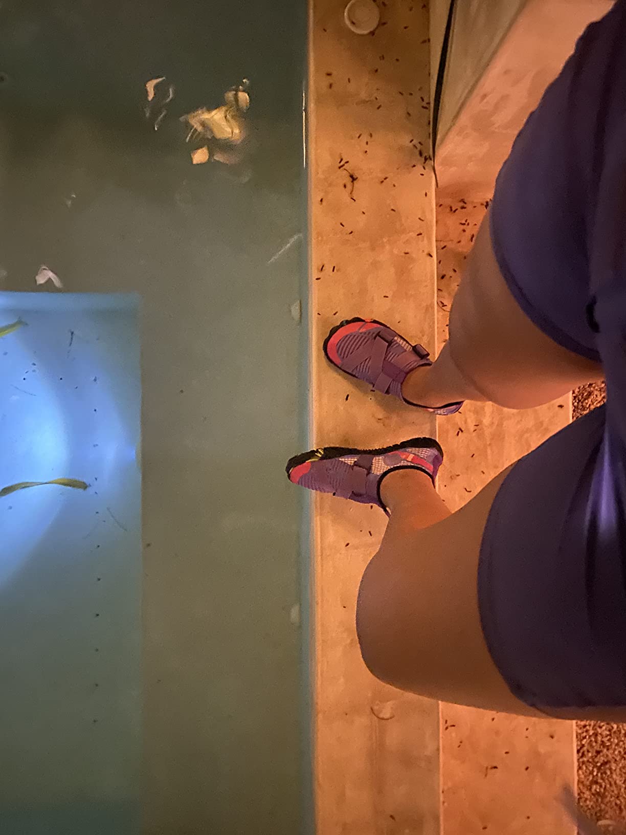 SPUKEP water shoes purple colorway lifestyle shot showing versatile everyday wear