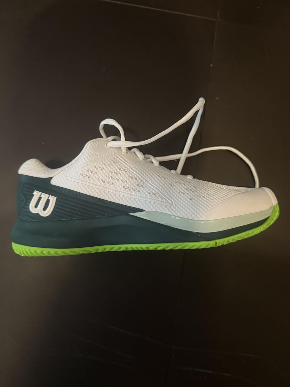 Wilson Rush Pro Ace Pickler outsole showing Duralast rubber compound and traction pattern