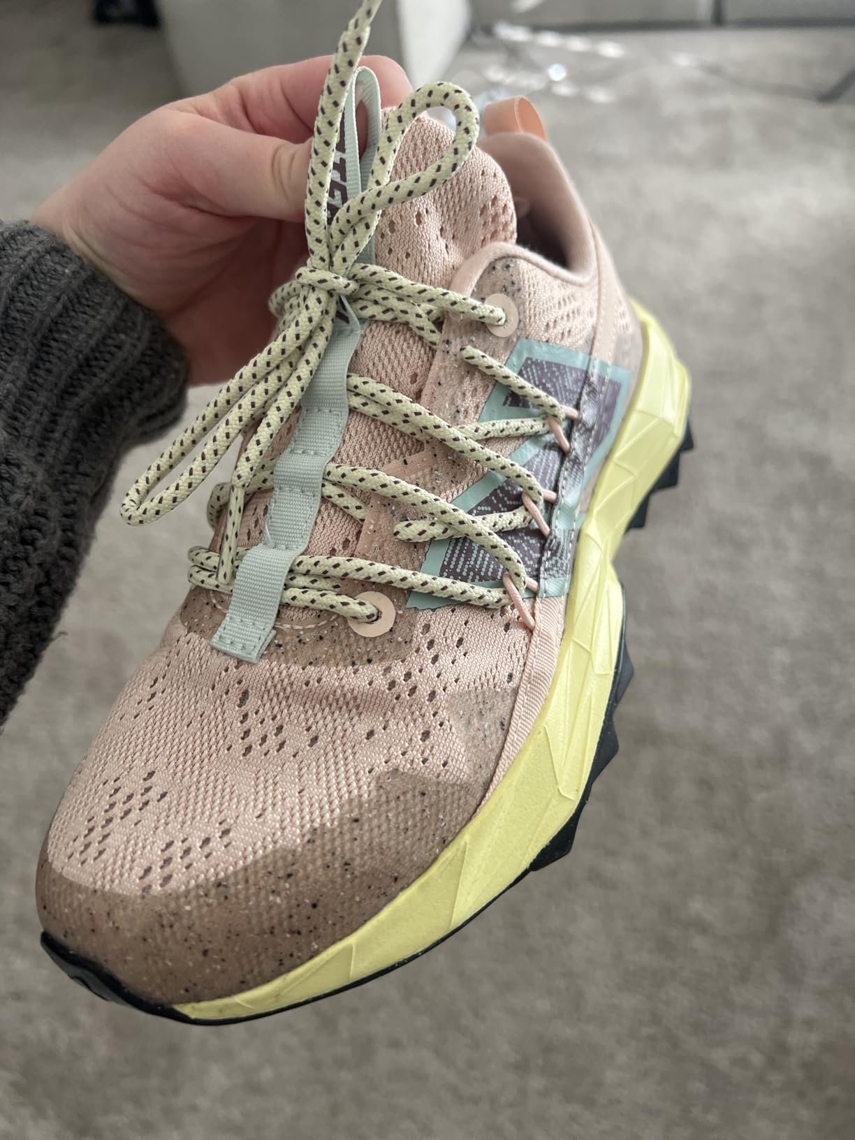 New Balance Tektrel V1 after 8 weeks of testing showing wear patterns on outsole and upper condition