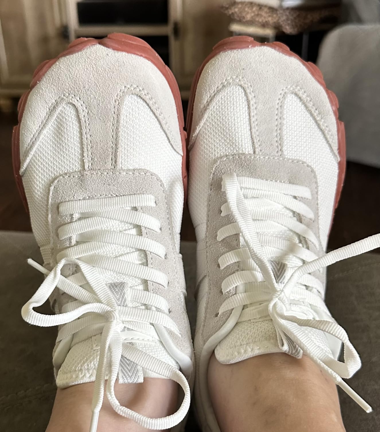 UBFEN Barefoot Sneakers close-up showing upper mesh construction and stitching detail