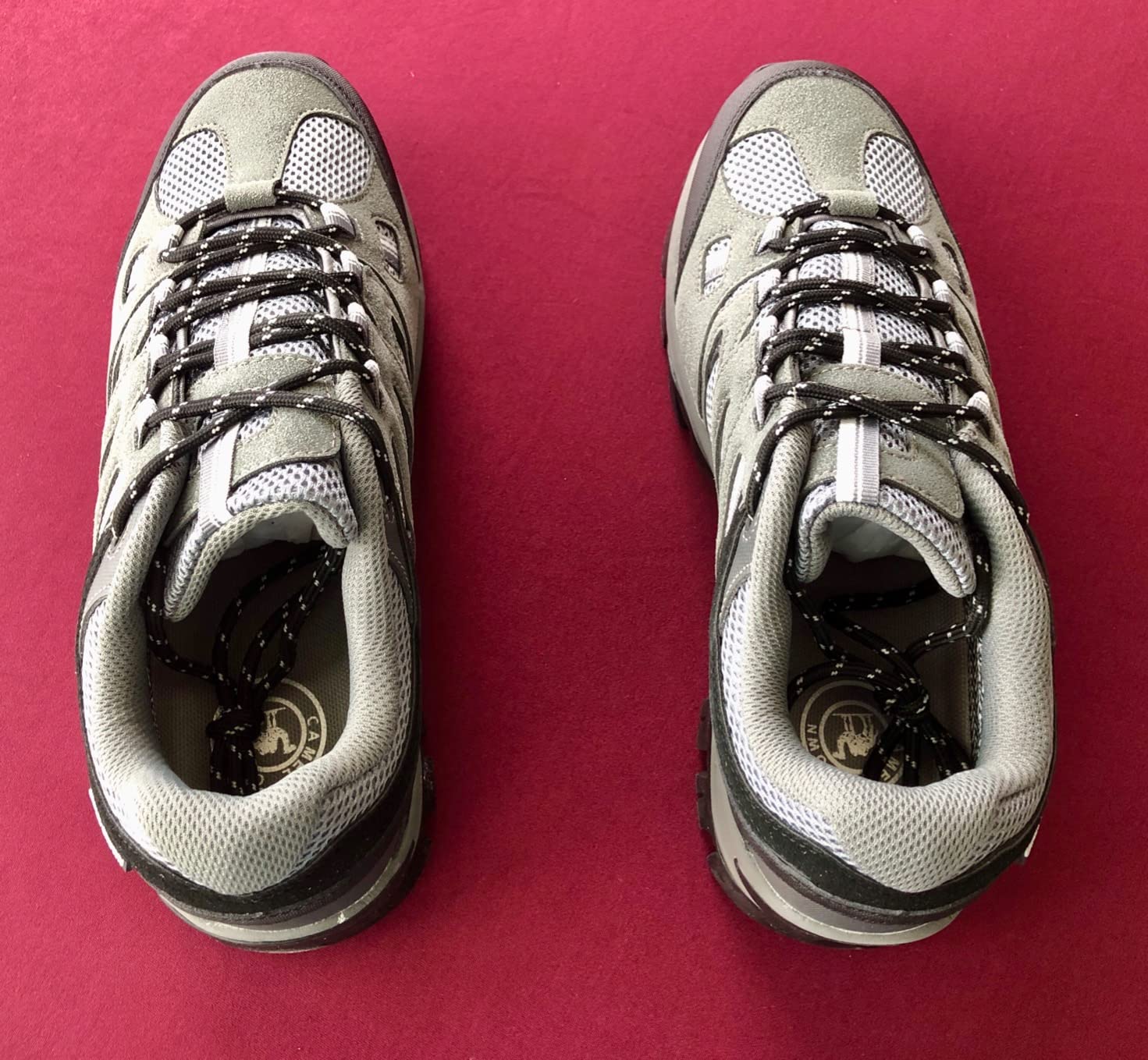 CAMELSPORTS Men's Hiking Shoes - dark grey leather upper with mesh panels and rubber outsole