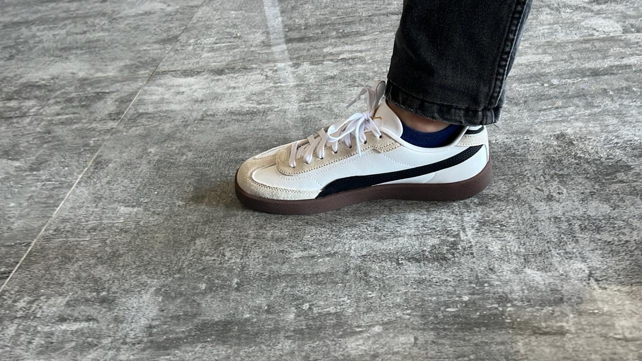 PUMA Club II Era detailed side view showing leather and suede upper construction with structured heel counter