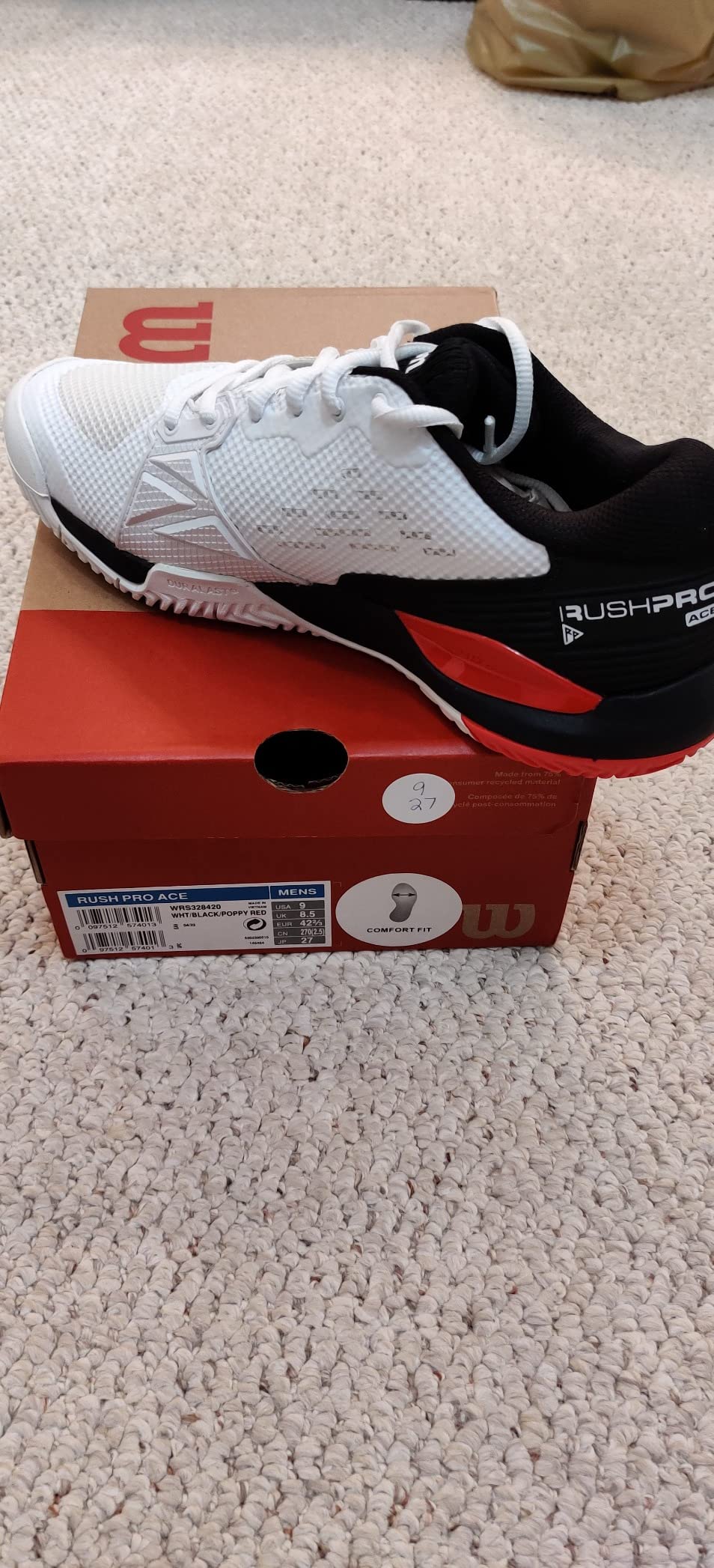 Wilson Rush Pro Ace tennis shoes in black china blue white colorway showing 4D support chassis design and Sensifeel upper construction