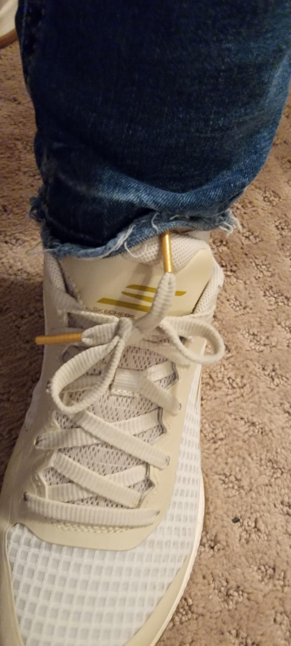 Side view of Skechers Viper Court Pro showing synthetic mesh upper and Goodyear rubber outsole design