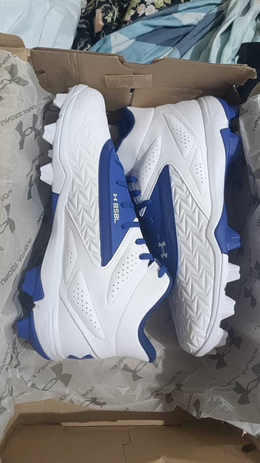 Side profile view of Under Armour Leadoff Mid 3.0 showing ankle collar height and overall cleat silhouette