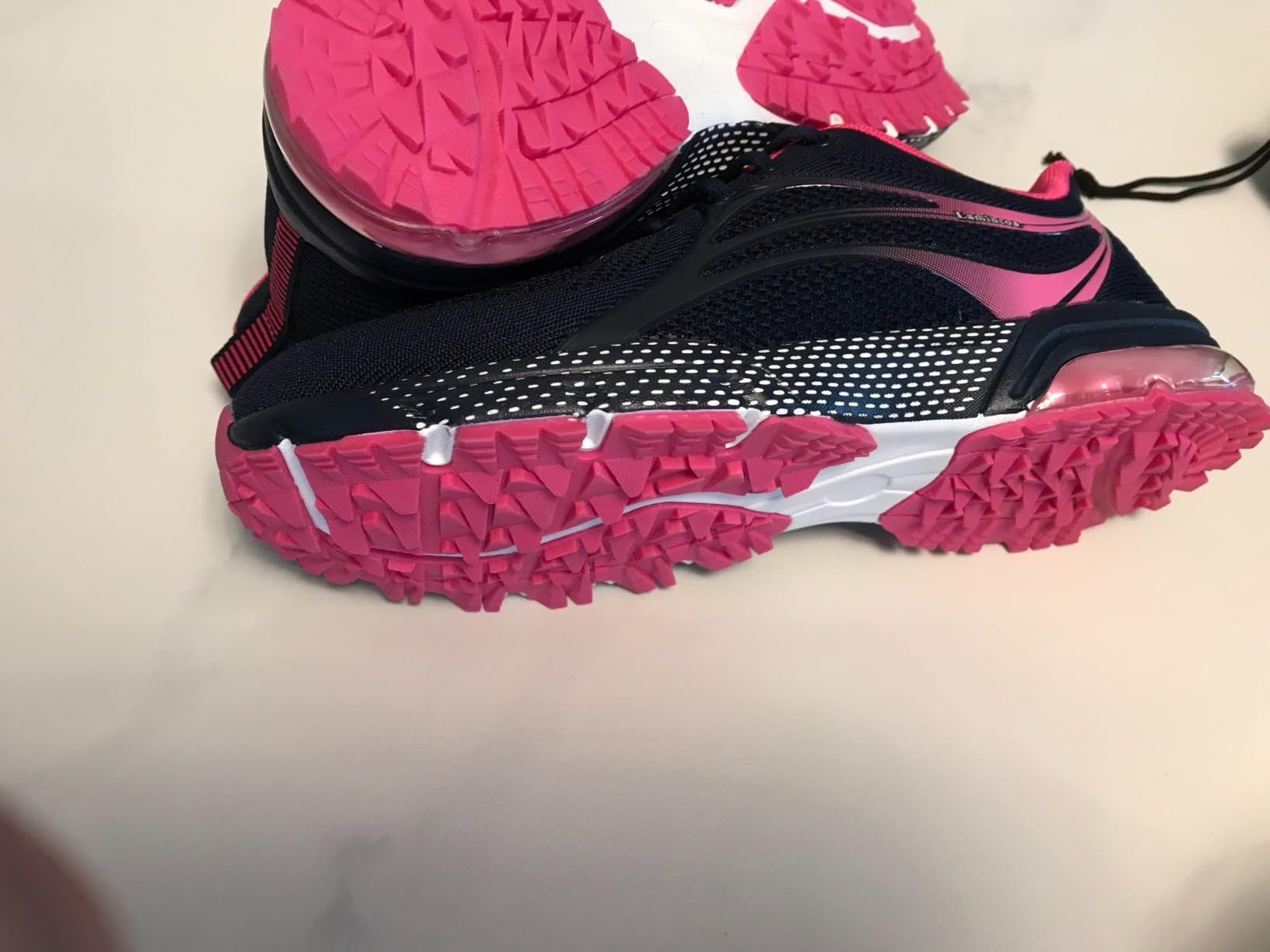ZOOMCO Women's Air Running Shoes in navy blue and rose colorway showing breathable mesh upper and air cushion sole design