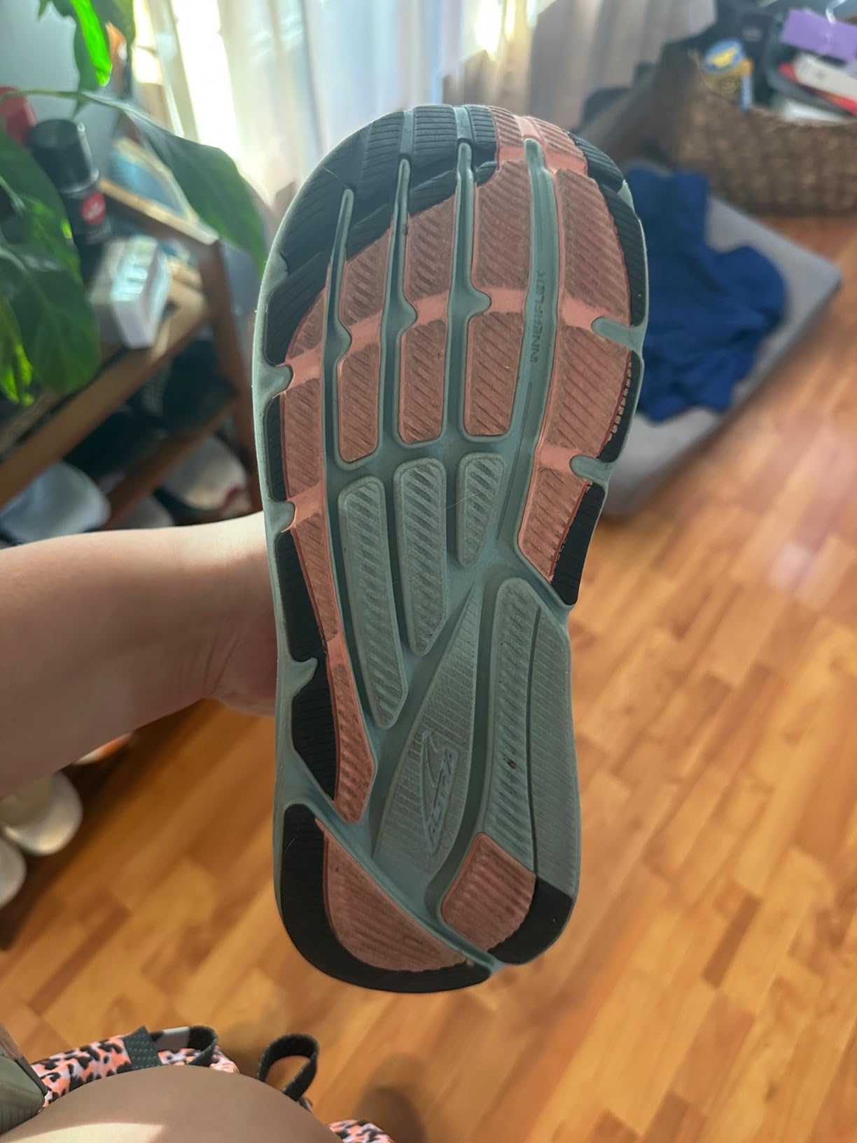 Altra Via Olympus 2 toe box showing FootShape design and engineered mesh upper