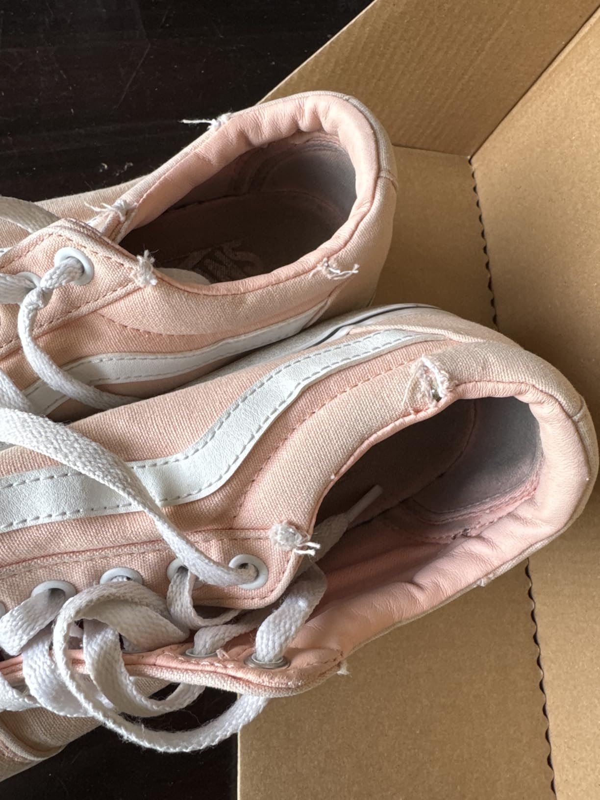 Vans Women's Filmore Decon sepia rose canvas sneakers showing side profile and lacing system