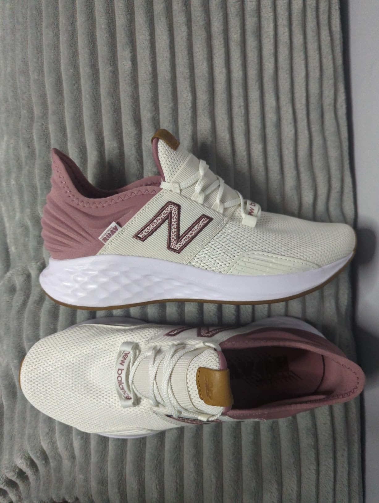 New Balance Women's Fresh Foam Roav V1 white colorway showing cloud-like midsole cushioning and slip-on design