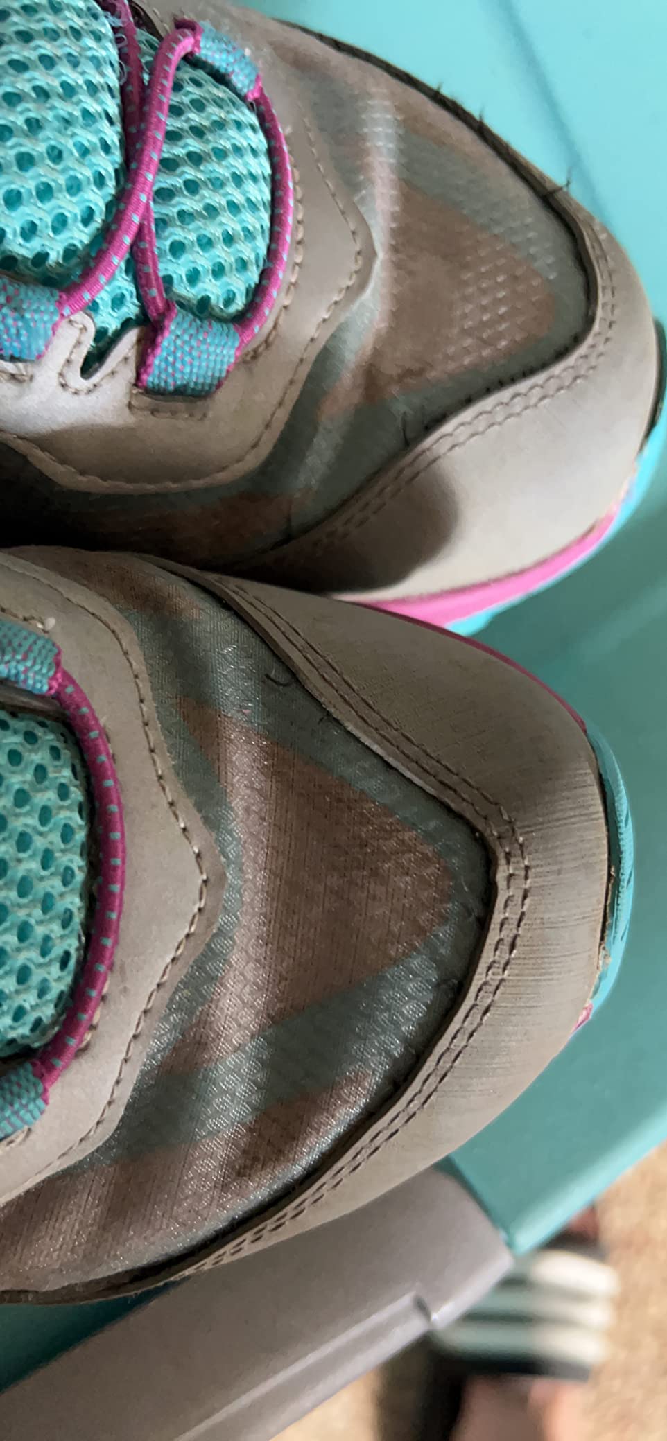 Merrell Moab Speed Low showing wear patterns after 15+ trail hikes and daily school use