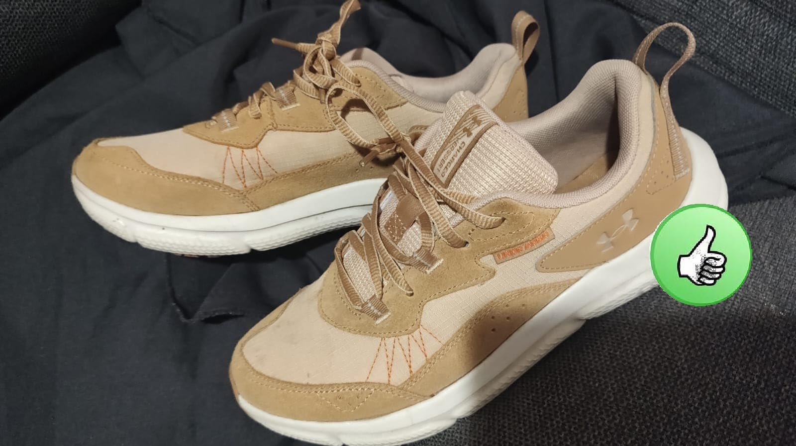 Close-up of Under Armour Charged Verssert 2 showing suede overlays and ripstop construction