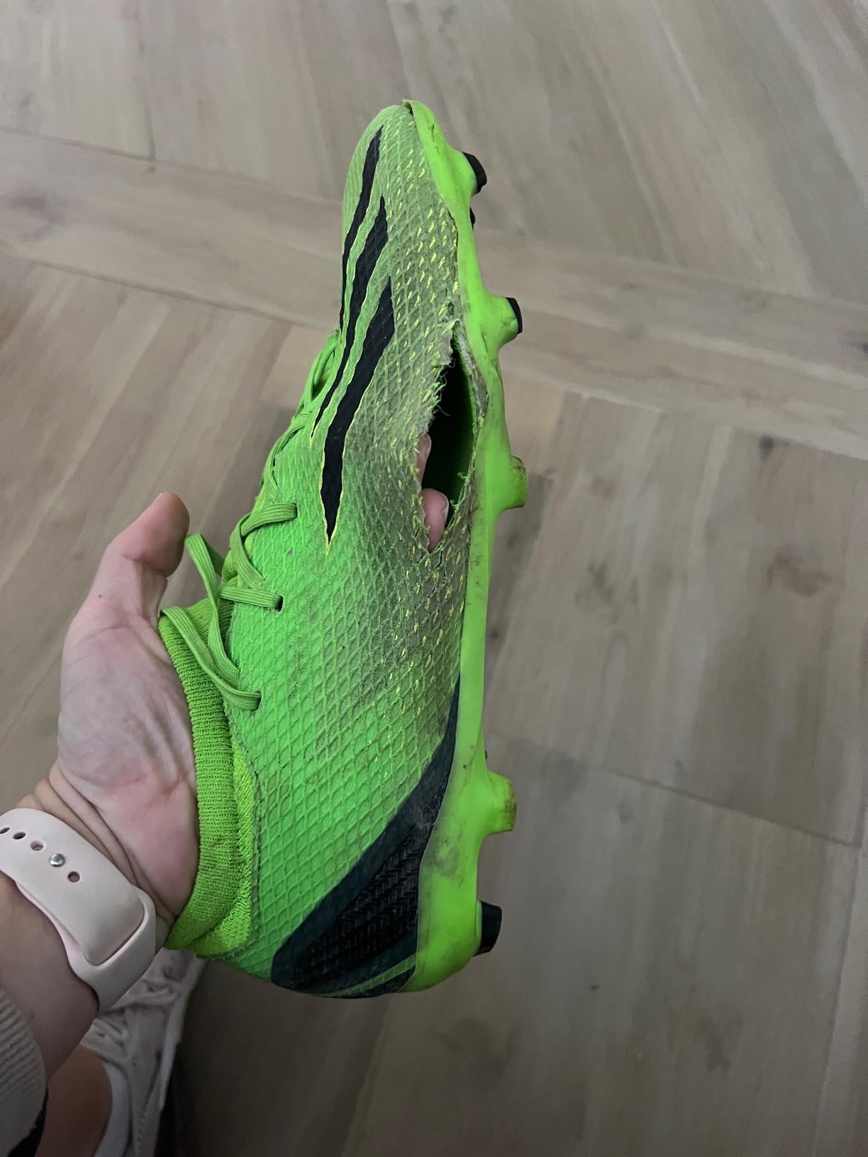 Adidas X Speedportal.3 showing rapid deterioration and side separation during field testing
