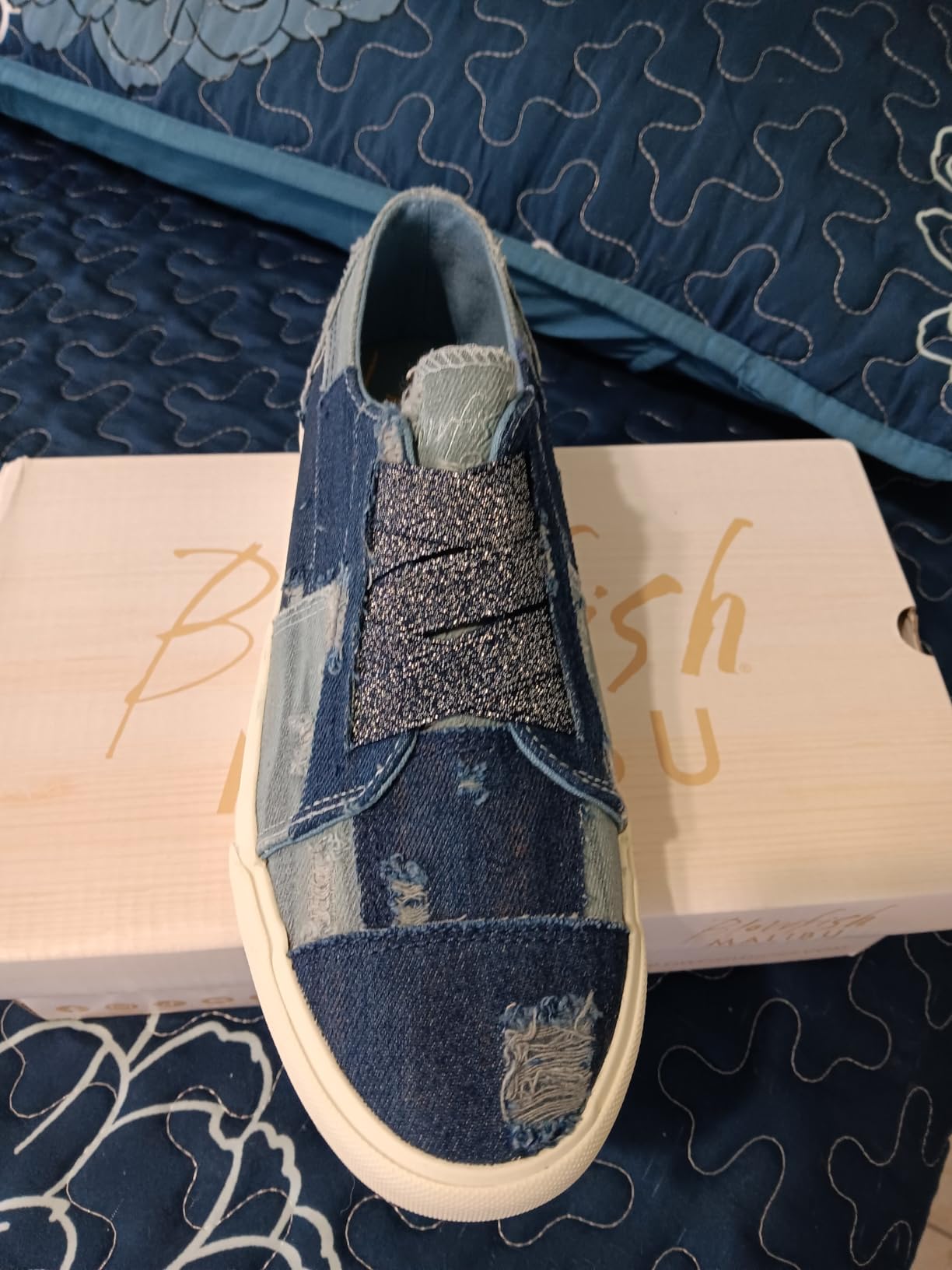 Blowfish Marley sneaker detail shot showing canvas texture and elastic lace design