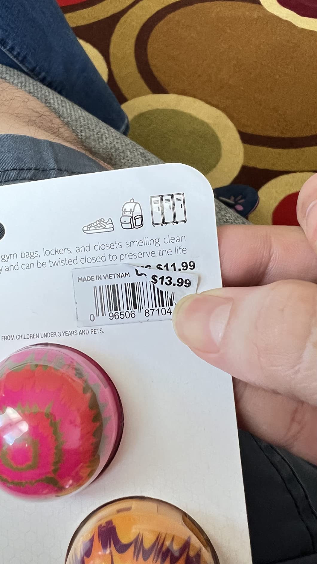 Sof Sole Sneaker Balls 6-pack tie dye packaging showing product details and quantity