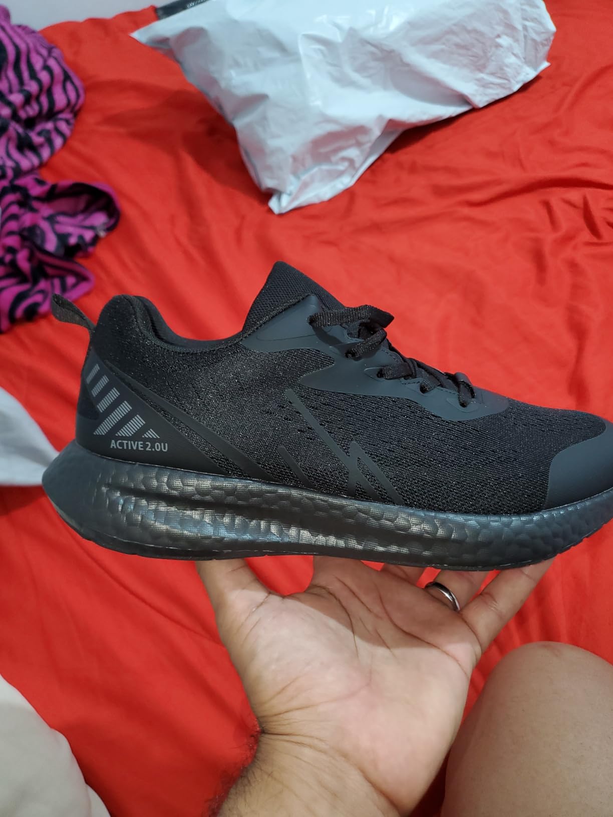 Close-up detail of NY Threads shoe upper showing mesh construction and synthetic overlays