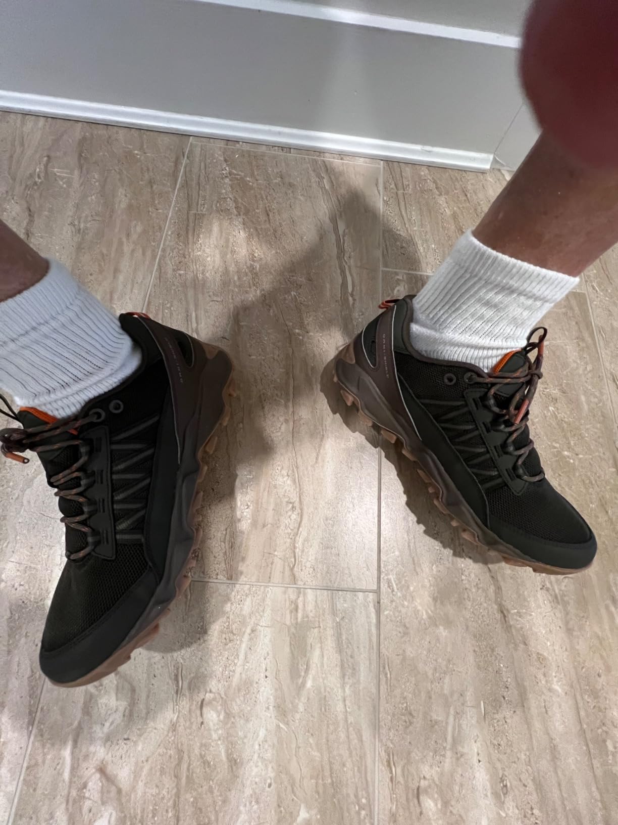 Columbia Flow Fremont mesh upper close-up showing breathable construction and synthetic overlay at toe cap