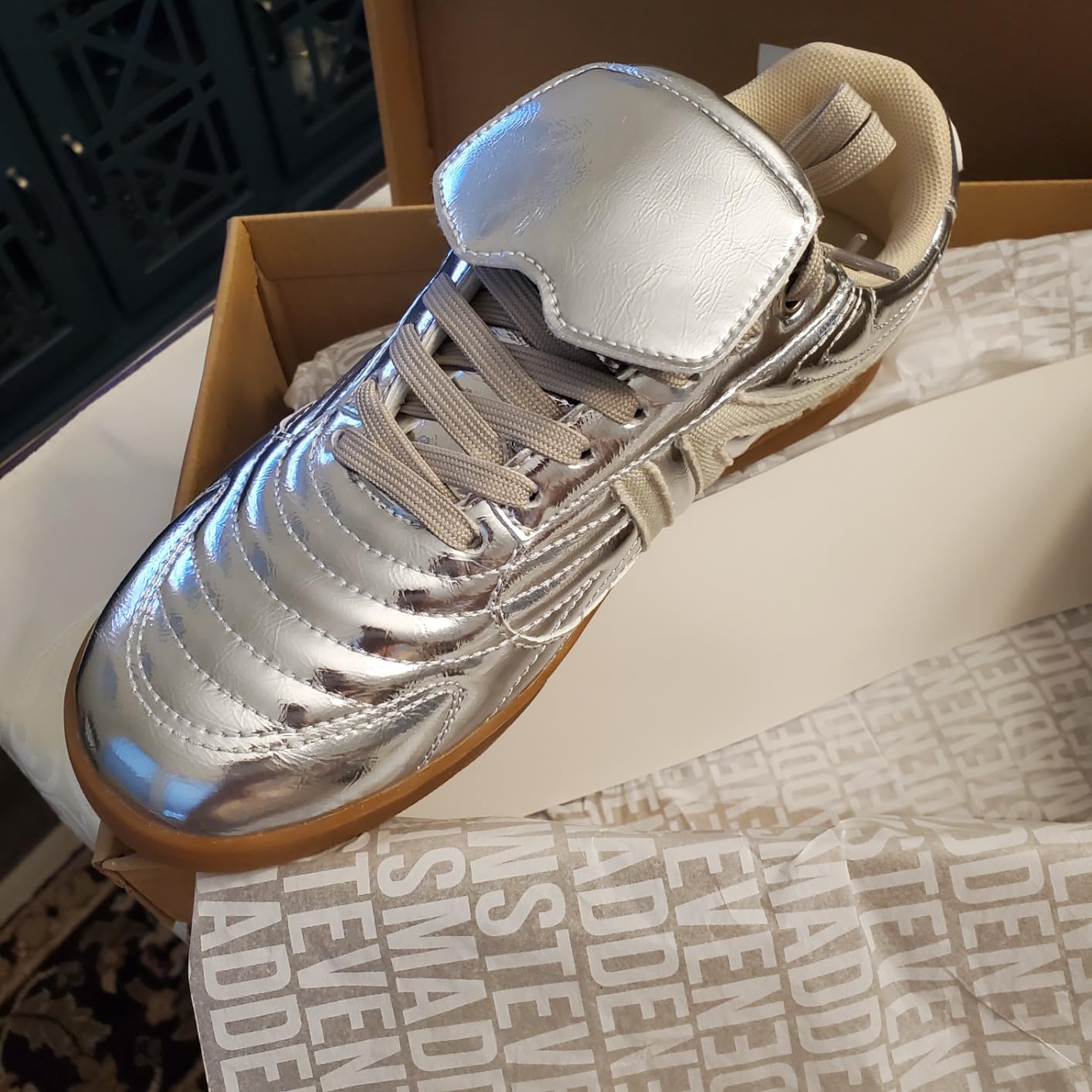 Steve Madden Madrid Silver Sneaker Lifestyle Styling Shot