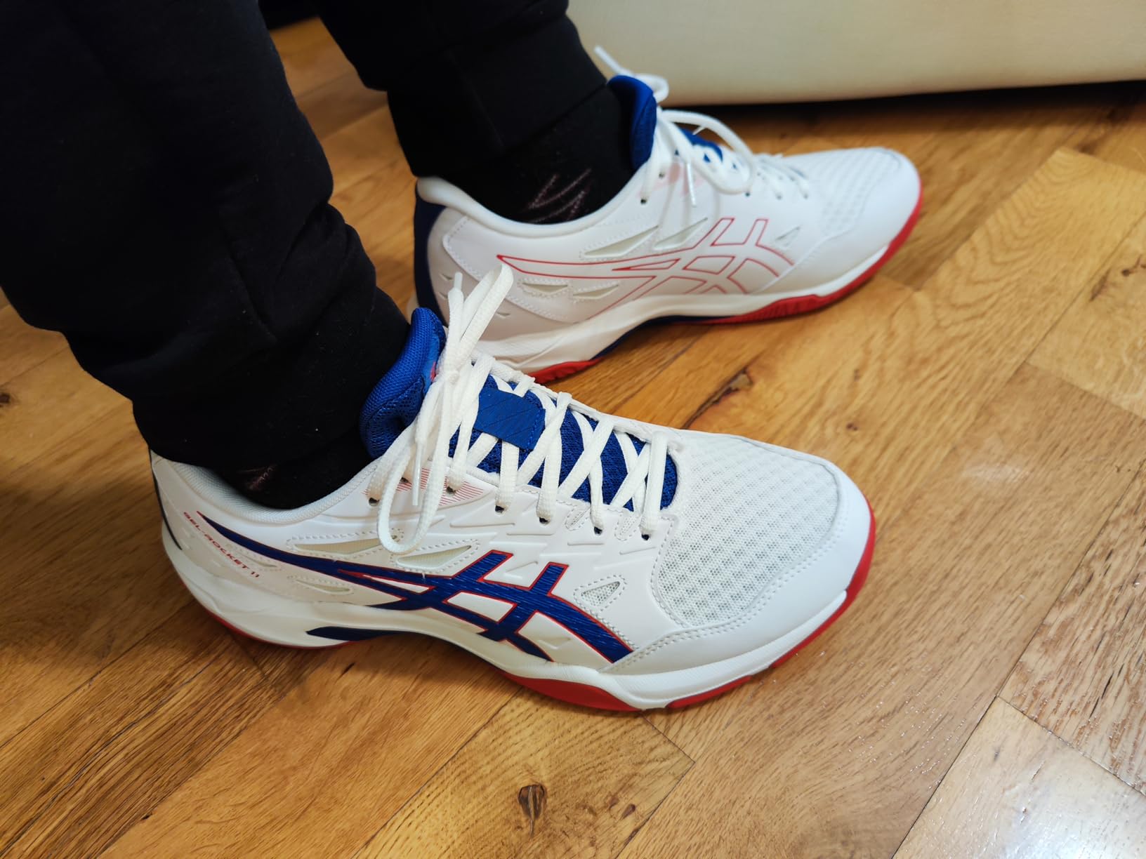 ASICS Gel-Rocket 11 heel view showing GEL cushioning unit and heel wrap-up construction after extended use