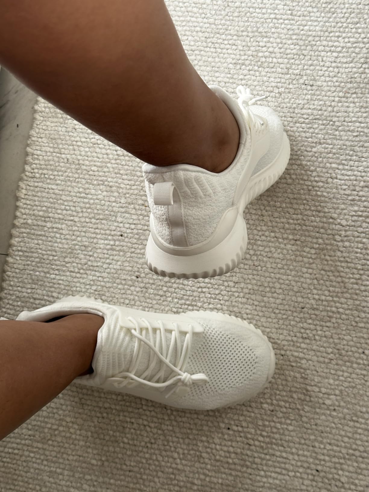 Woman wearing VIPSUPER shoes during daily activities showing versatility