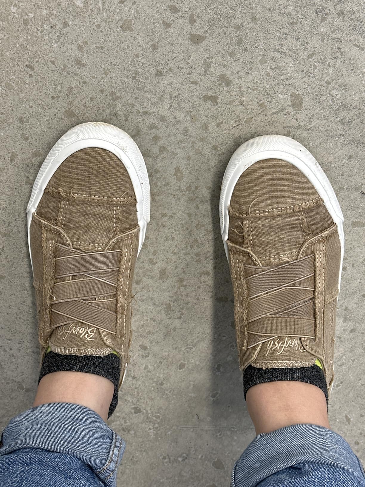 Blowfish Marley white sneakers worn with casual outfit showing versatility