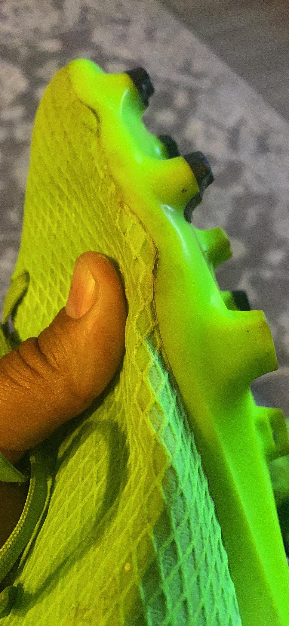 Adidas X Speedportal.3 detail showing coated textile upper and external heel lock design