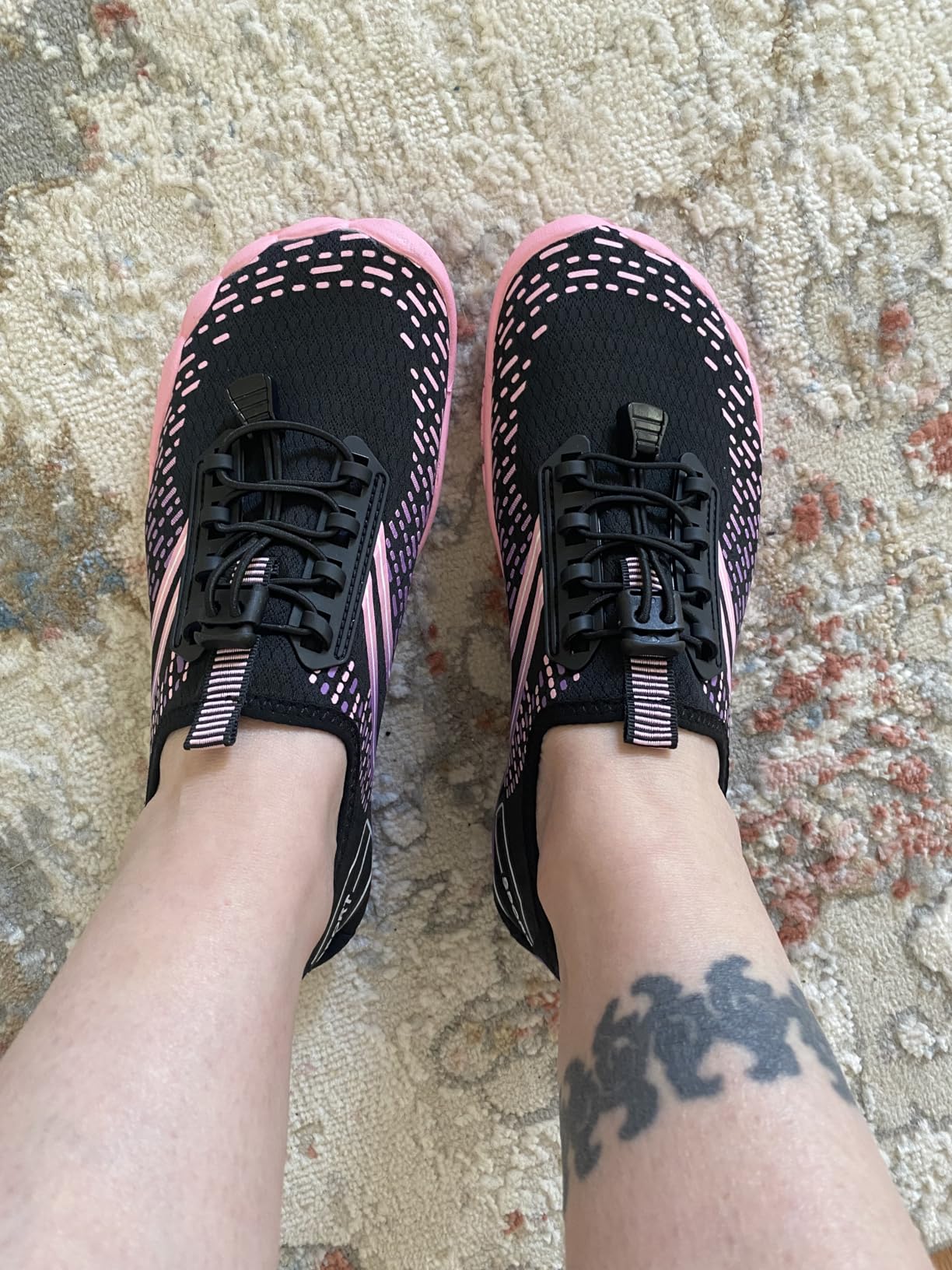 ATHMILE water shoes complete design showing pink colorway technical features for active use